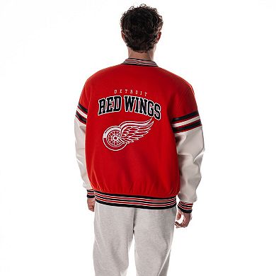 Unisex The Wild Collective Red Detroit Red Wings Drop Shoulder Full-Snap Varsity Jacket