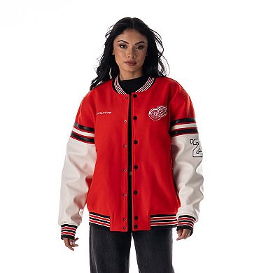 Unisex The Wild Collective Red Detroit Red Wings Drop Shoulder Full-Snap Varsity Jacket