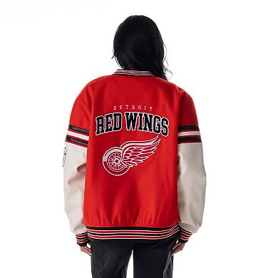 Unisex The Wild Collective Red Detroit Red Wings Drop Shoulder Full-Snap Varsity Jacket