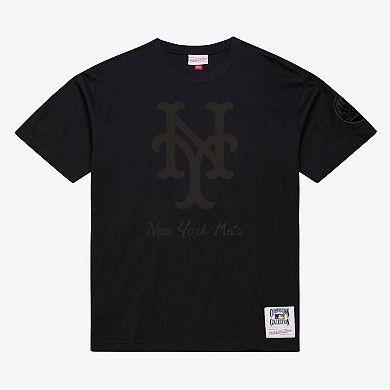 Men Mitchell & Ness Black New York Mets Cooperstown Collection Phantom T-Shirt