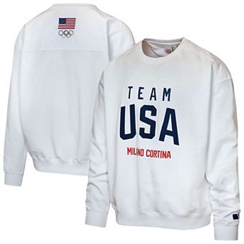 Men's Outerstuff White Team USA 2026 Winter Olympics Milano Cortina Fleece Crewneck Sweatshirt