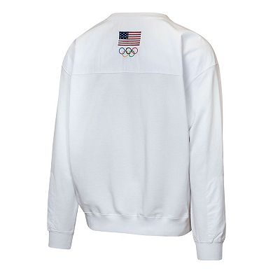 Men's Outerstuff White Team USA 2026 Winter Olympics Milano Cortina Fleece Crewneck Sweatshirt