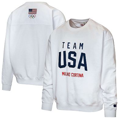 Men's Outerstuff White Team USA 2026 Winter Olympics Milano Cortina Fleece Crewneck Sweatshirt