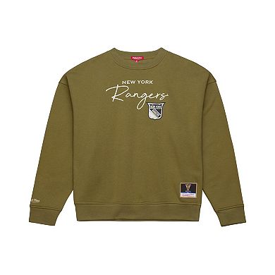 Women's Mitchell & Ness Hunter Green New York Rangers Fleece Sweatshirt