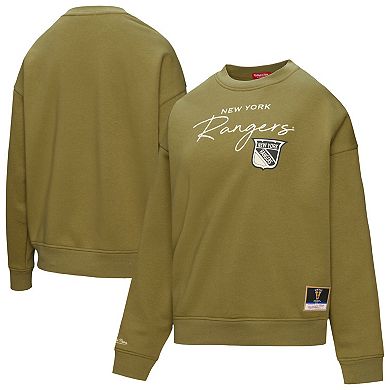Women's Mitchell & Ness Hunter Green New York Rangers Fleece Sweatshirt