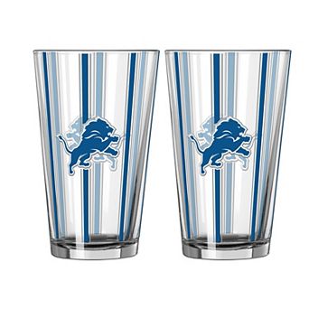 Logo Brands Detroit Lions Two-Piece 16oz. Striped Pint Glass Set