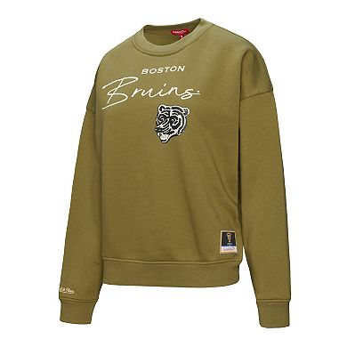 Women's Mitchell & Ness Hunter Green Boston Bruins Fleece Sweatshirt