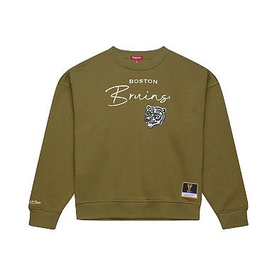 Women's Mitchell & Ness Hunter Green Boston Bruins Fleece Sweatshirt