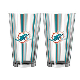 Logo Brands Miami Dolphins Two-Piece 16oz. Striped Pint Glass Set