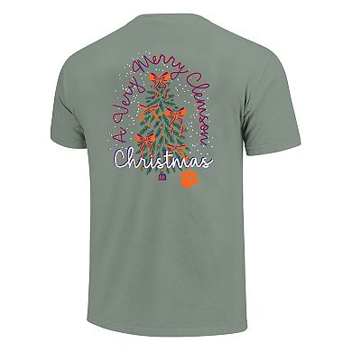 Women's Light Green Clemson Tigers Christmas Tree Comfort Colors T-Shirt