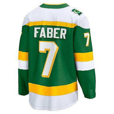 Men's Fanatics Brock Faber Green Minnesota Wild Alternate Breakaway Jersey