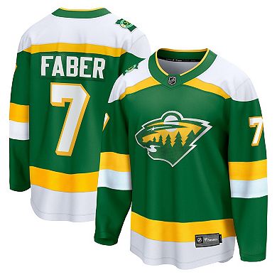 Men's Fanatics Brock Faber Green Minnesota Wild Alternate Breakaway Jersey