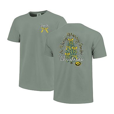 Women's Light Green Iowa Hawkeyes Christmas Tree Comfort Colors T-Shirt