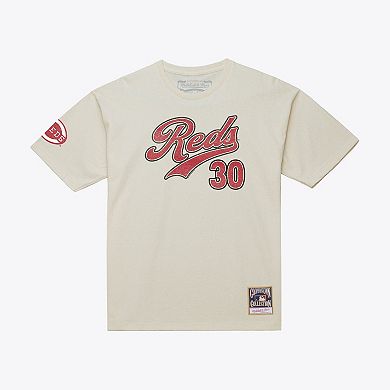 Men's Mitchell & Ness Ken Griffey Jr. Cream Cincinnati Reds Cooperstown Collection Throwback Name & Number T-Shirt