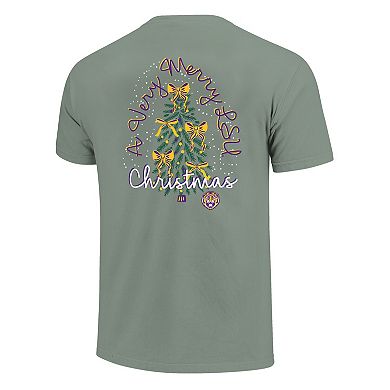 Women's Light Green LSU Tigers Christmas Tree Comfort Colors T-Shirt