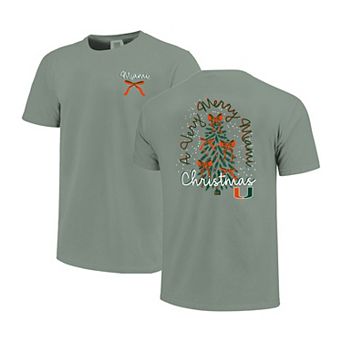 Women's Light Green Miami Hurricanes Christmas Tree Comfort Colors T-Shirt