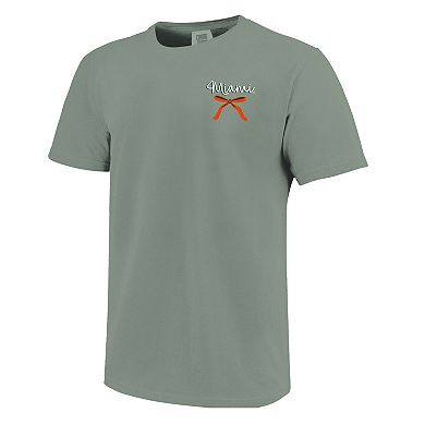 Women's Light Green Miami Hurricanes Christmas Tree Comfort Colors T-Shirt