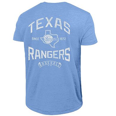 Men's Champion Light Blue Texas Rangers Vintage 3-Hit Tri-Blend T-Shirt