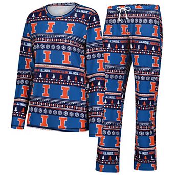 Women's Concepts Sport Navy Illinois Fighting Illini Ugly Sweater Holiday Long Sleeve Top & Pants Sleep Set