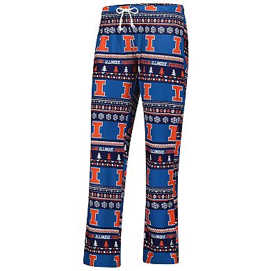 Women's Concepts Sport Navy Illinois Fighting Illini Ugly Sweater Holiday Long Sleeve Top & Pants Sleep Set