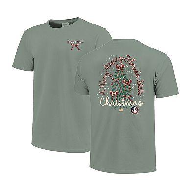 Women's Light Green Florida State Seminoles Christmas Tree Comfort Colors T-Shirt