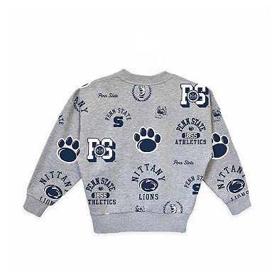 Girls Youth Gameday Couture Heather Gray Penn State Nittany Lions Always On Repeat Pullover Sweatshirt