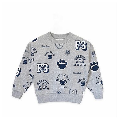 Girls Youth Gameday Couture Heather Gray Penn State Nittany Lions Always On Repeat Pullover Sweatshirt