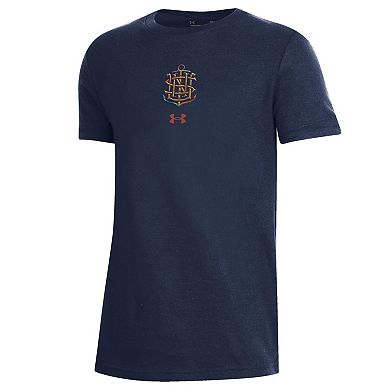 Youth Under Armour Navy Navy Midshipmen 250th Anniversary Uniform Sideline Collection T-Shirt