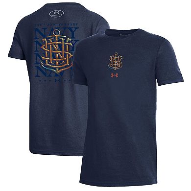 Youth Under Armour Navy Navy Midshipmen 250th Anniversary Uniform Sideline Collection T-Shirt