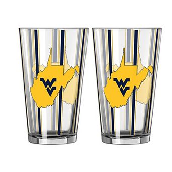 Logo Brands West Virginia Mountaineers Two-Piece 16oz. Striped Pint Glass Set
