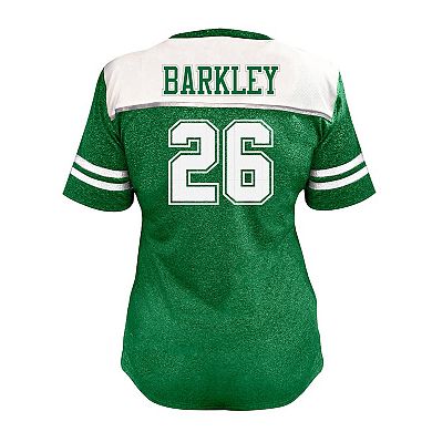 Women's Fanatics Saquon Barkley White Philadelphia Eagles Plus Size Bling V-Neck T-Shirt