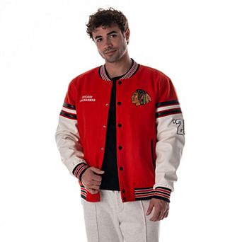 Unisex The Wild Collective Red Chicago Blackhawks Drop Shoulder Full-Snap Varsity Jacket