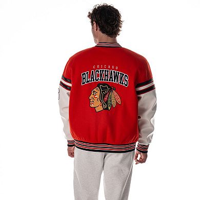 Unisex The Wild Collective Red Chicago Blackhawks Drop Shoulder Full-Snap Varsity Jacket