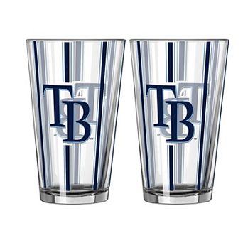 Logo Brands Tampa Bay Rays Two-Piece 16oz. Striped Pint Glass Set