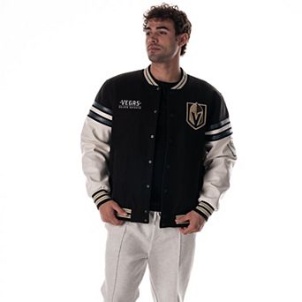Unisex The Wild Collective Black Vegas Golden Knights Drop Shoulder Full-Snap Varsity Jacket