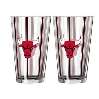 Logo Brands Chicago Bulls Two-Piece 16oz. Striped Pint Glass Set