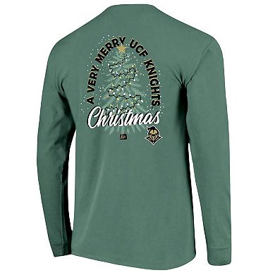 Men's Green UCF Knights Comfort Colors Merry Christmas Tree Long Sleeve T-Shirt