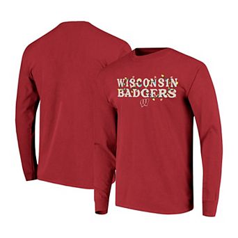 Women's Image One Red Wisconsin Badgers String Lights Comfort Color Long Sleeve T-Shirt