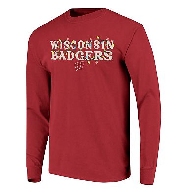 Women's Image One Red Wisconsin Badgers String Lights Comfort Color Long Sleeve T-Shirt