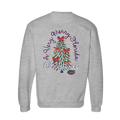 Women's Gray Florida Gators Classic Merry Christmas Tree Crewneck Sweatshirt