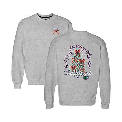 Women's Gray Florida Gators Classic Merry Christmas Tree Crewneck Sweatshirt