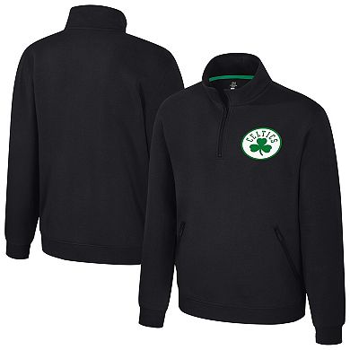 Unisex Stadium Essentials Black Boston Celtics Varsity Trainer Quarter-Zip Pullover