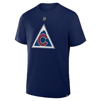 Men's Fanatics Cale Makar Navy Colorado Avalanche Authentic Stack Name & Number T-Shirt