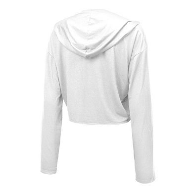 Women's Majestic Threads Justin Jefferson White Minnesota Vikings Glitter Wordmark Hoodie