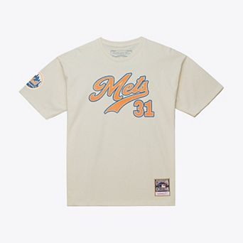 Men's Mitchell & Ness Mike Piazza Cream New York Mets Cooperstown Collection Throwback Name & Number T-Shirt
