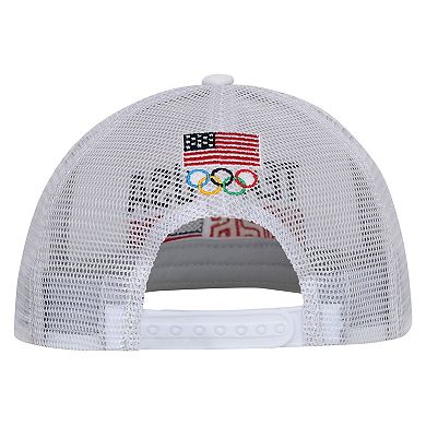 Men's Outerstuff White Team USA 2026 Winter Olympics Milano Cortina Trucker Adjustable Hat