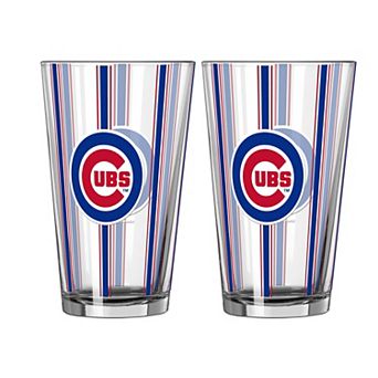 Logo Brands Chicago Cubs Two-Piece 16oz. Striped Pint Glass Set