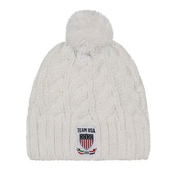 Men's Outerstuff White Team USA 2026 Winter Olympics Milano Cortina Knit Hat with Pom