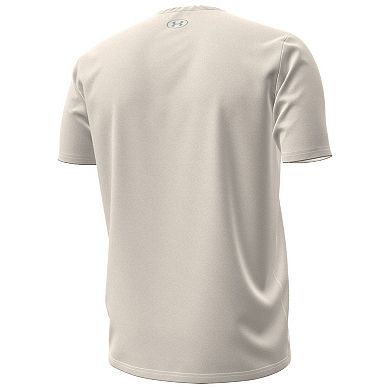 Men's Under Armour Cream Navy Midshipmen 250th Anniversary Uniform Sideline Collection HeatGear Script T-Shirt