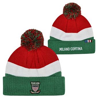 Men's Outerstuff Red Team USA 2026 Winter Olympics Milano Cortina Cuffed Knit Hat with Pom
